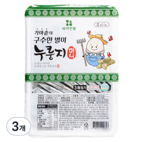 참좋은식품 가마솥의 구수한 별미 누룽지 미니 12p, 396g, 3개