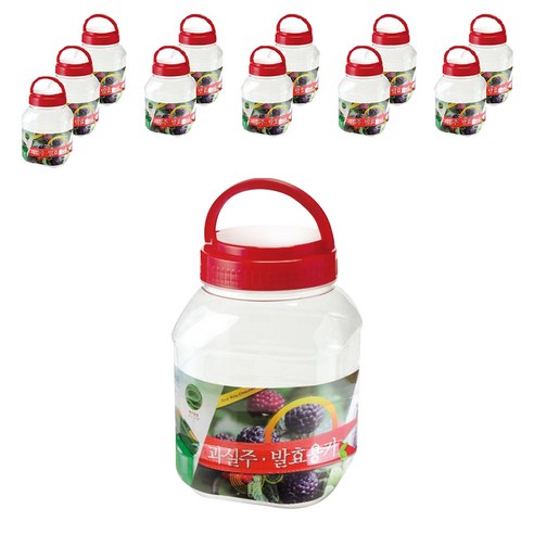 사각 과실주 용기 투명 200 x 298 mm, 8L, 12개