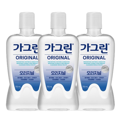   가그린 오리지널 구강청결제, 750ml, 3개