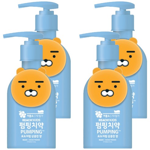 리치 카카오프렌즈 키즈 펌핑치약 블루, 160g, 4개