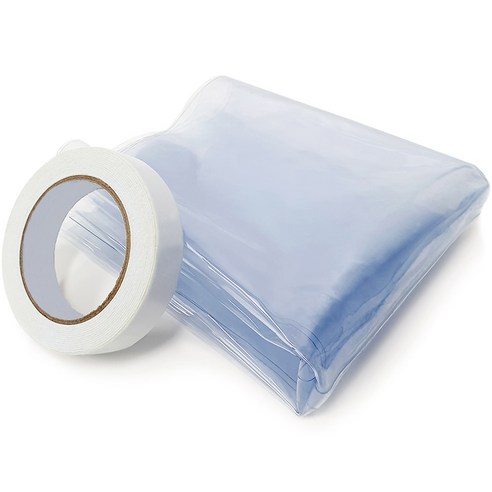 쾌청 방풍비닐 pvc 두꺼운 비닐+양면테이프 세트, 투명