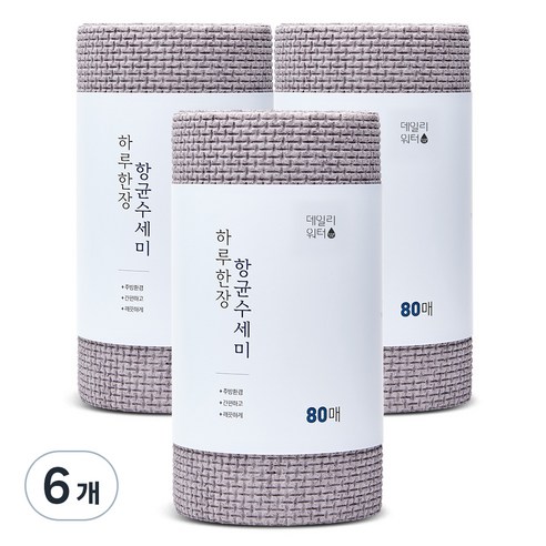 데일리워터 일회용 수세미, 그레이, 80개, 6개