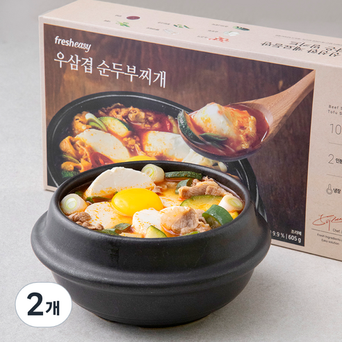 프레시지 우삼겹 순두부찌개 밀키트, 605g, 2개