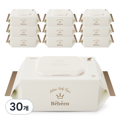 베베앙 프리미엄 골드 영유아물티슈 캡형, 75g, 70매, 30개