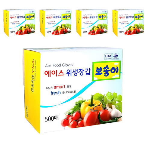 에이스 뽀송이 위생장갑, 500개입, 5개