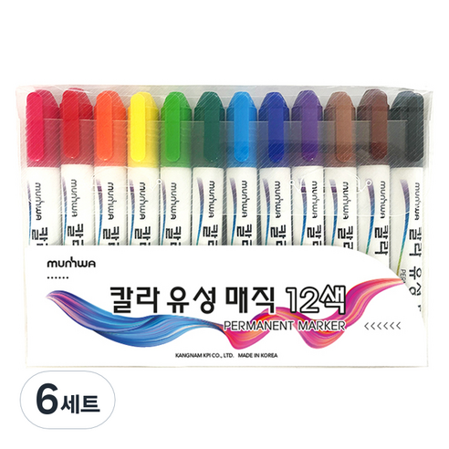 문화연필 칼라 유성 매직 12종 세트, 혼합색상, 6세트