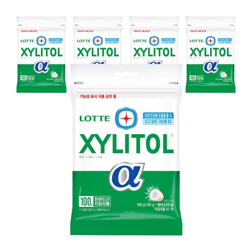 롯데자일리톨 알파 오리지날 껌, 168g, 5개
