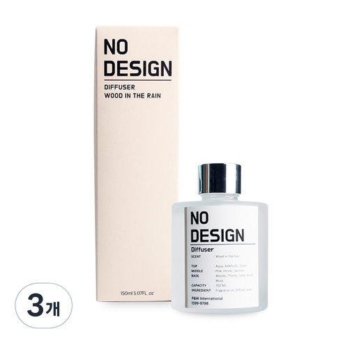 노디자인 디퓨저 150ml, 우드인더레인, 3개