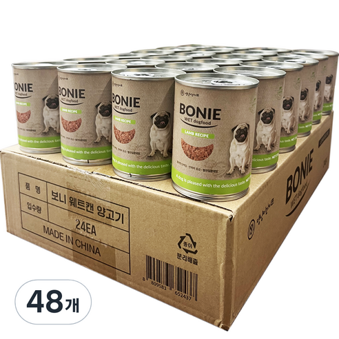 댕냥이라이프 강아지 보니웨트캔 간식 375g, 양고기, 48개