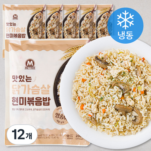 미트리 닭가슴살 현미볶음밥 양송이 (냉동), 200g, 12개