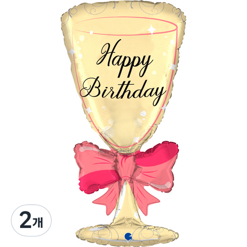그라보벌룬 생일 샴페인 은박풍선, 혼합색상, 2개