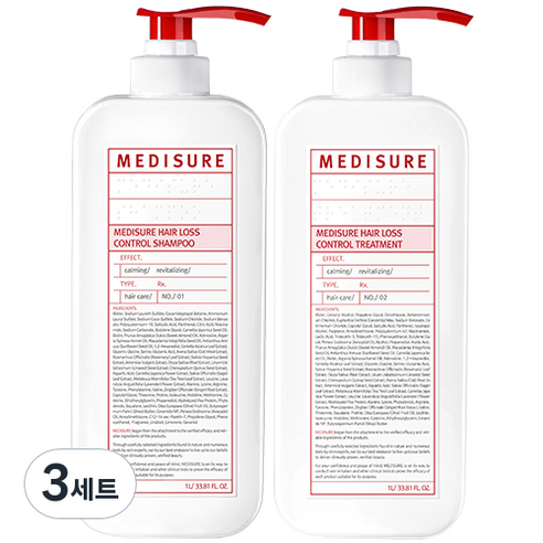 메디슈어 탈모증상완화 샴푸 1000ml + 트리트먼트 1000ml 세트, 3세트