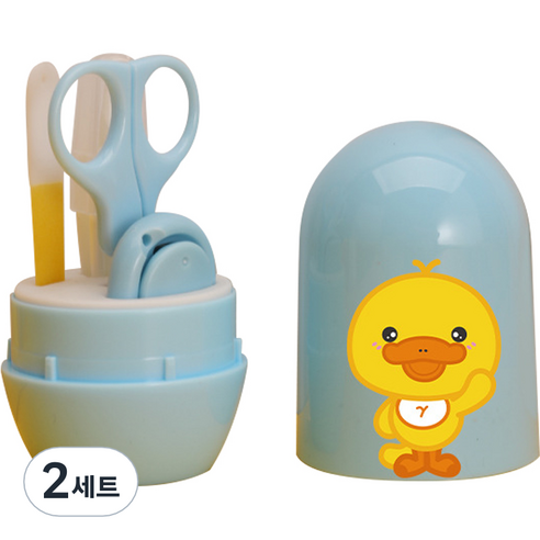 원더파파 귀여운 병아리 아기네일케어 4종세트, 스카이블루, 2세트
