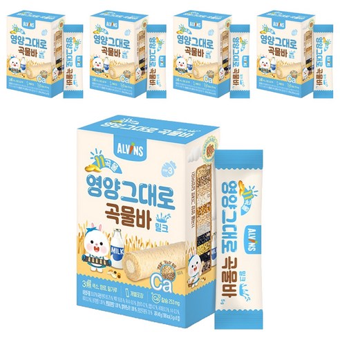 엘빈즈 11곡물 영양그대로 곡물바, 우유맛, 40g, 5개