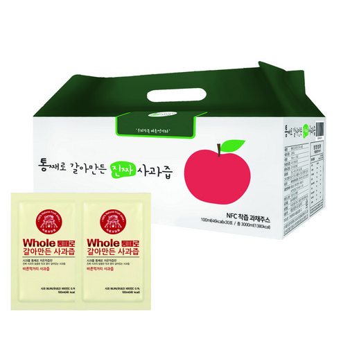 통째로 갈아만든 사과즙 일반파우치, 100ml, 2박스 시골농부사과즙