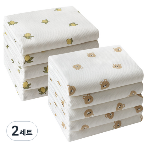 베이비앤아이 유아용 소프트 사각 천 기저귀 2종 x 5매 세트, 고미, 모과, 2세트