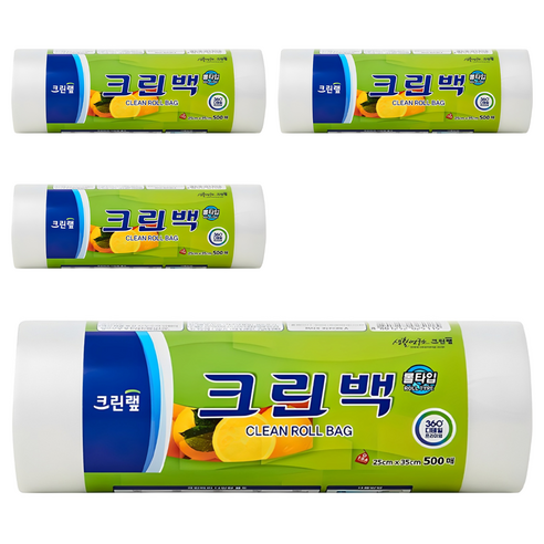 크린랲 크린백 롤타입 중 25cm x 35cm, 중(M), 500개입, 4개