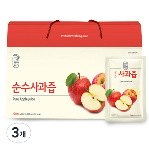 그린애 순수 사과즙 30p, 3000ml, 3개