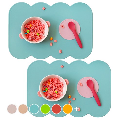 에이드엘 슬림 코튼 실리콘 테이블매트 2p, 민트, 388 x 267 x 1.8 mm, 2개