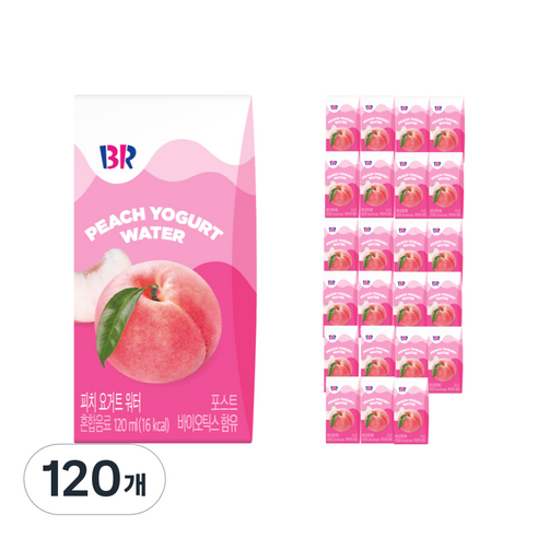 배스킨라빈스 과즙워터 피치요거트, 120ml, 120개
