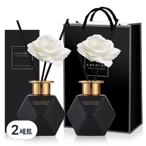코코도르 블랙골드 에디션 디퓨저 200ml x 2개 + 비누꽃 스틱 2개, 저녁노을장미, 400ml, 2세트