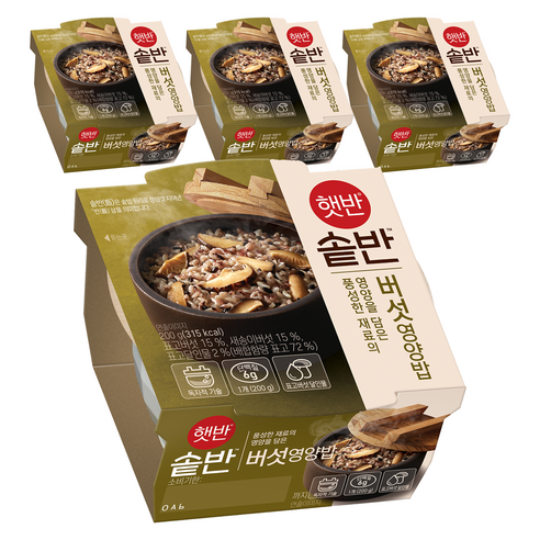 햇반 솥반 버섯 영양밥, 200g, 4개