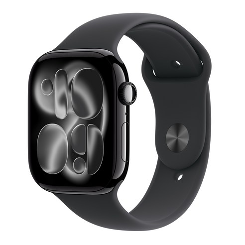 Apple 2025 애플워치 11, 제트 블랙, 46mm, GPS, 알루미늄,제트 블랙/블랙 스포츠 밴드, M/L