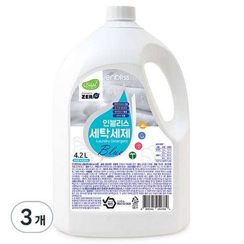 인블리스 블루 세탁세제 꽃향 본품, 4.2L, 3개
