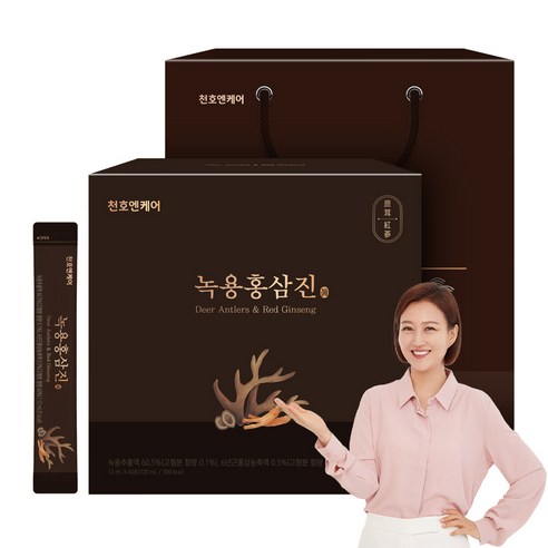 천호엔케어 녹용홍삼진 스틱 선물세트 60p + 쇼핑백, 1개, 720ml