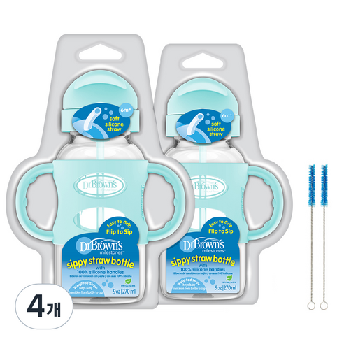 닥터브라운 와이드넥 시피 빨대컵 270ml, 4개, 그린