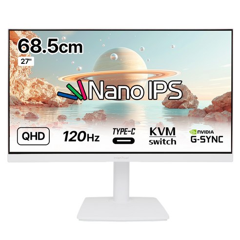 인터픽셀 QHD LG NANO IPS 120Hz 피벗 C타입 컴퓨터 모니터 화이트