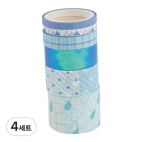 로벨리앙 다용도 종이 마스킹테이프 6종 세트, 블루혼합, 4세트