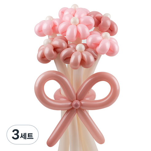 셈퍼텍스 요술풍선 데이지 튤립 꽃다발 만들기 세트, 핑크로즈 2색혼합, 3세트