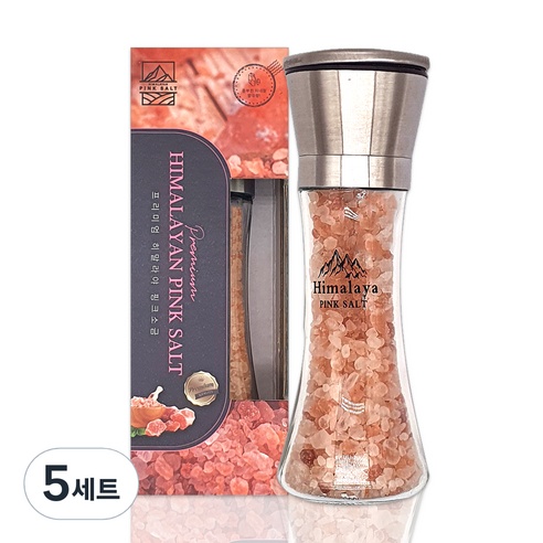 탑스코리아 히말라야 핑크 소금 + 스테인리스 그라인더 세트, 180g, 5세트