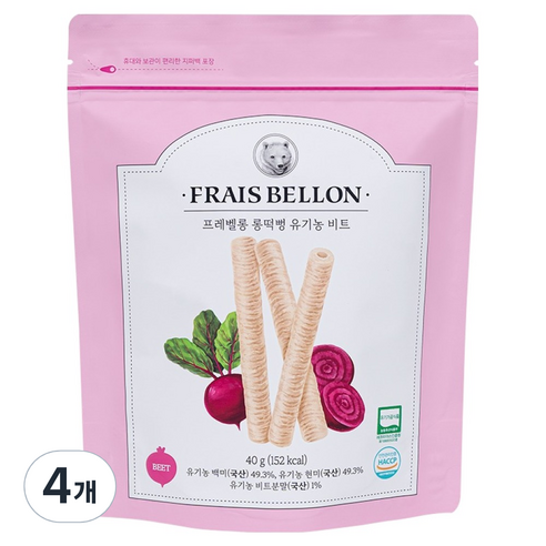 프레벨롱 롱떡뻥, 40g, 4개, 유기농 비트