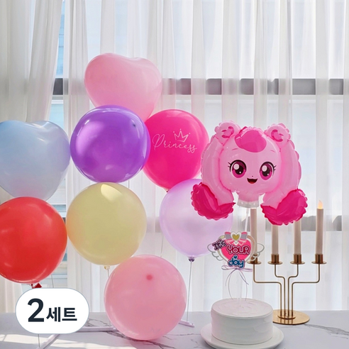 써드나인 캐치티니핑 하츄핑 생일 파티 풍선 세트, 혼합색상, 2세트