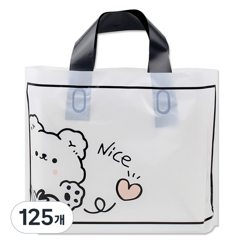 아이엔피 LDPE 손잡이 비닐백 중 35 x 25 cm, 05 나이스베어, 125개