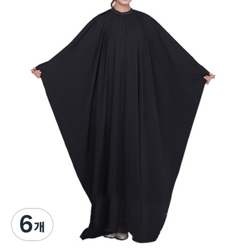 벨크로 찍찍이 손님용 파마 염색 롱 가운 드라이보, 블랙, 6개