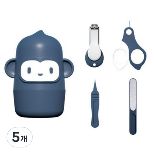 감동픽 손톱깎이 세트 몽키, 블루, 5개