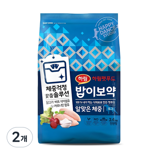 하림펫푸드밥이보약 강아지 기능성 사료, 다이어트(체중유지), 3.4kg, 2개