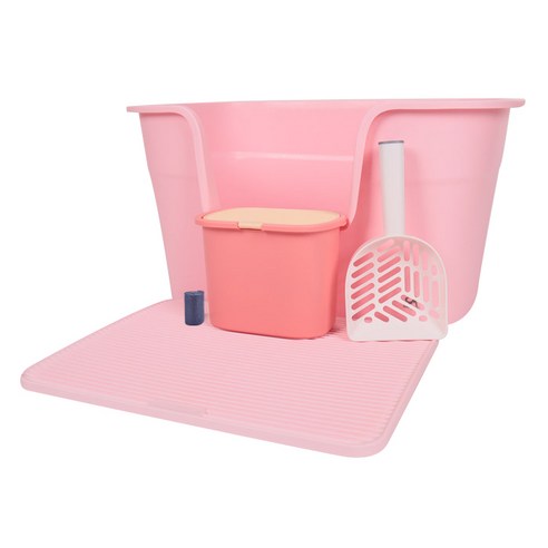 딩동펫 맥스 대용량 고양이 화장실 세트, 핑크, 1개