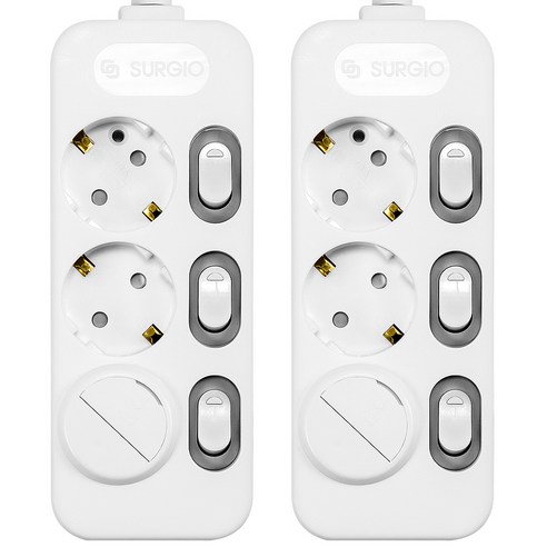 써지오 스위치 개별 멀티탭 3구 + 안전커버 DH-2039-RT, 3m, 2개