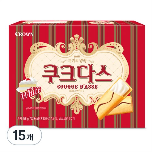 크라운 쿠크다스 화이트, 128g, 15개