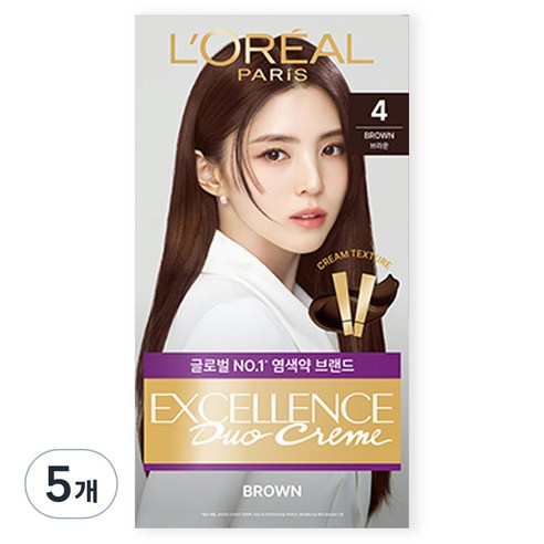 로레알파리 NEW 엑셀랑스 듀오크림, 4호 브라운, 5개