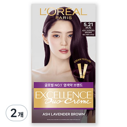 로레알파리 엑셀랑스 듀오크림 염모제, 5.21호 애쉬 라벤더 브라운(6LA), 2개
