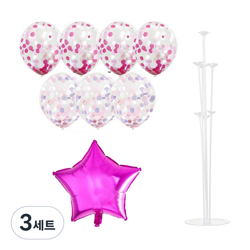 파티쇼 풍선꽂이장식세트 70cm, 은박컨페티 3번, 3세트