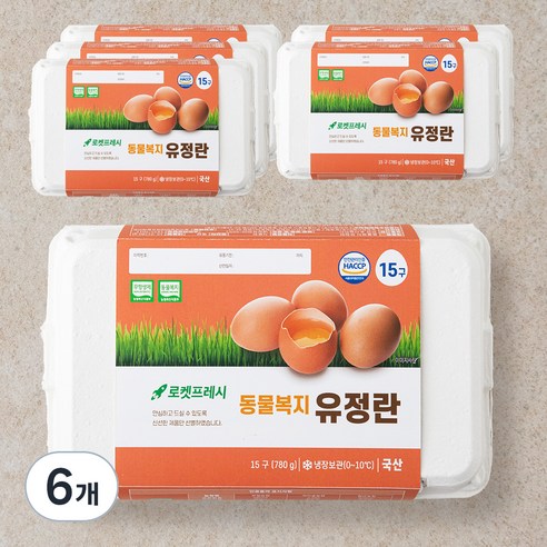 동물복지 유정란 15구 780g, 6개
