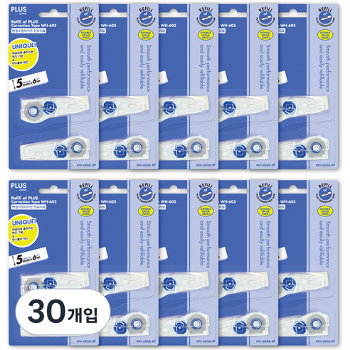 플러스 수정테이프 리필 WH-605R 2개, 혼합색상, 30개