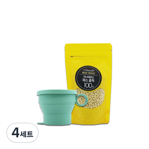 미나래 셀프왁싱 얼굴 인중 겨털 홀릭 100g + 왁싱 전용용기 세트, 4세트