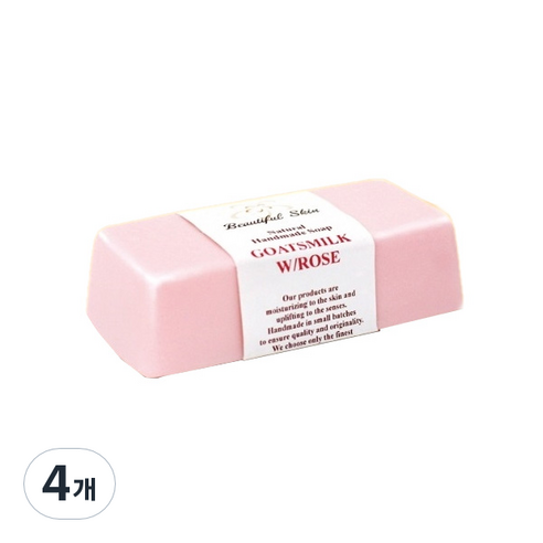 뷰티풀스킨 고츠밀크 위드 로즈 클렌징바 비누, 240g, 4개